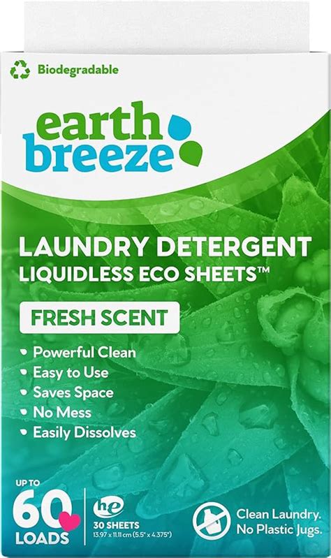 Earthbreeze com - Amazon.com: Earth Breeze - Liquid-less Laundry Detergent Sheets - Fresh Scent - No Plastic Jug (180 Loads) 90 Sheets (Pack of 3) : Health & Household
